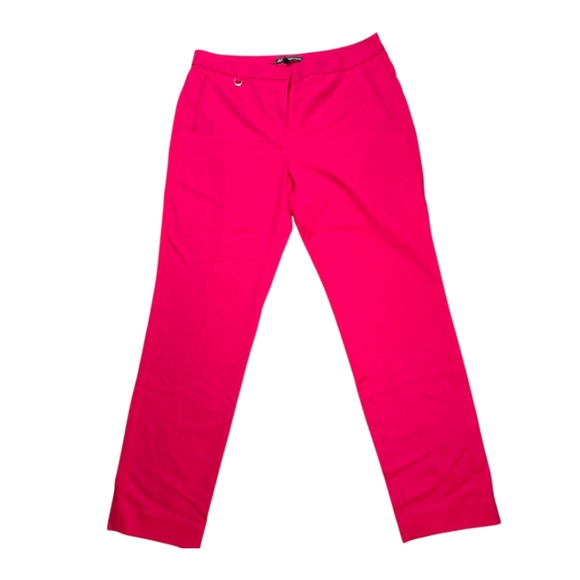 Adrianna Papell Pants Woman 10 Hot Pink Midrise Cropped Straight Stretchy Preppy - Picture 3 of 11